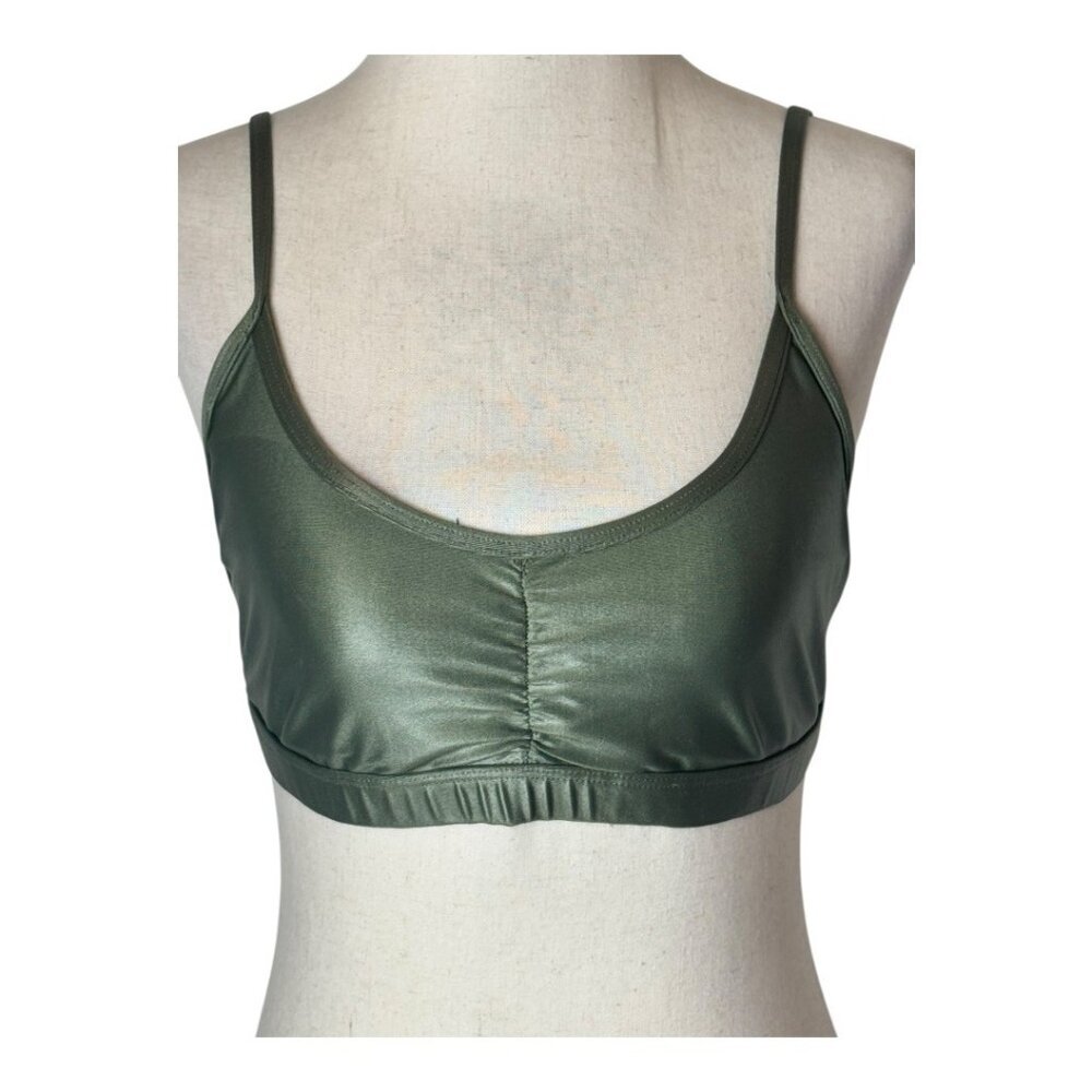 Koral Sports Bra Women Small Olive Green Element Shimmer Strappy Yoga Athletic - Picture 5 of 8
